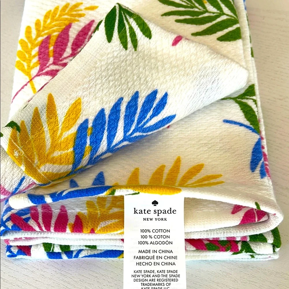 Kate Spade Multicolor Leaf Pattern Towel Set of 2